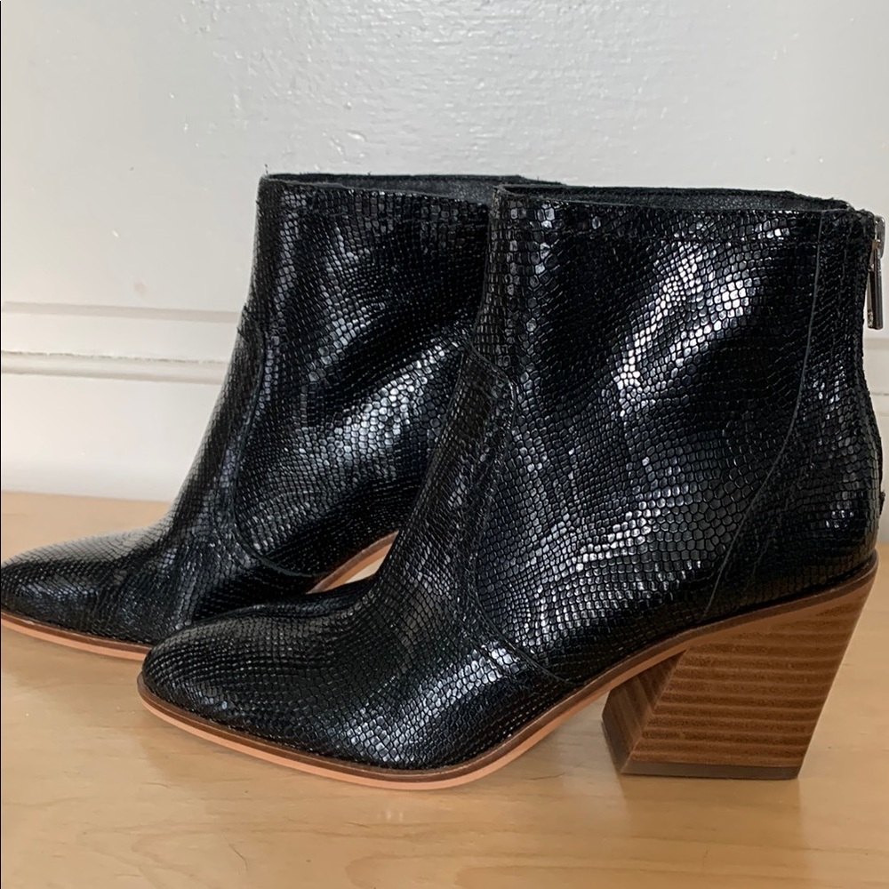 Black Textured Ankle Boots